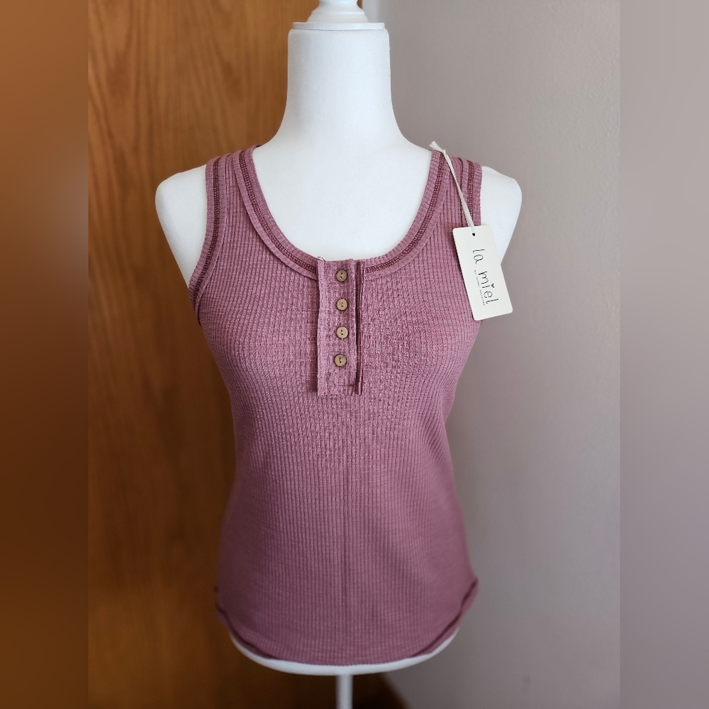 La Miel berry ribbed tank top Medium
